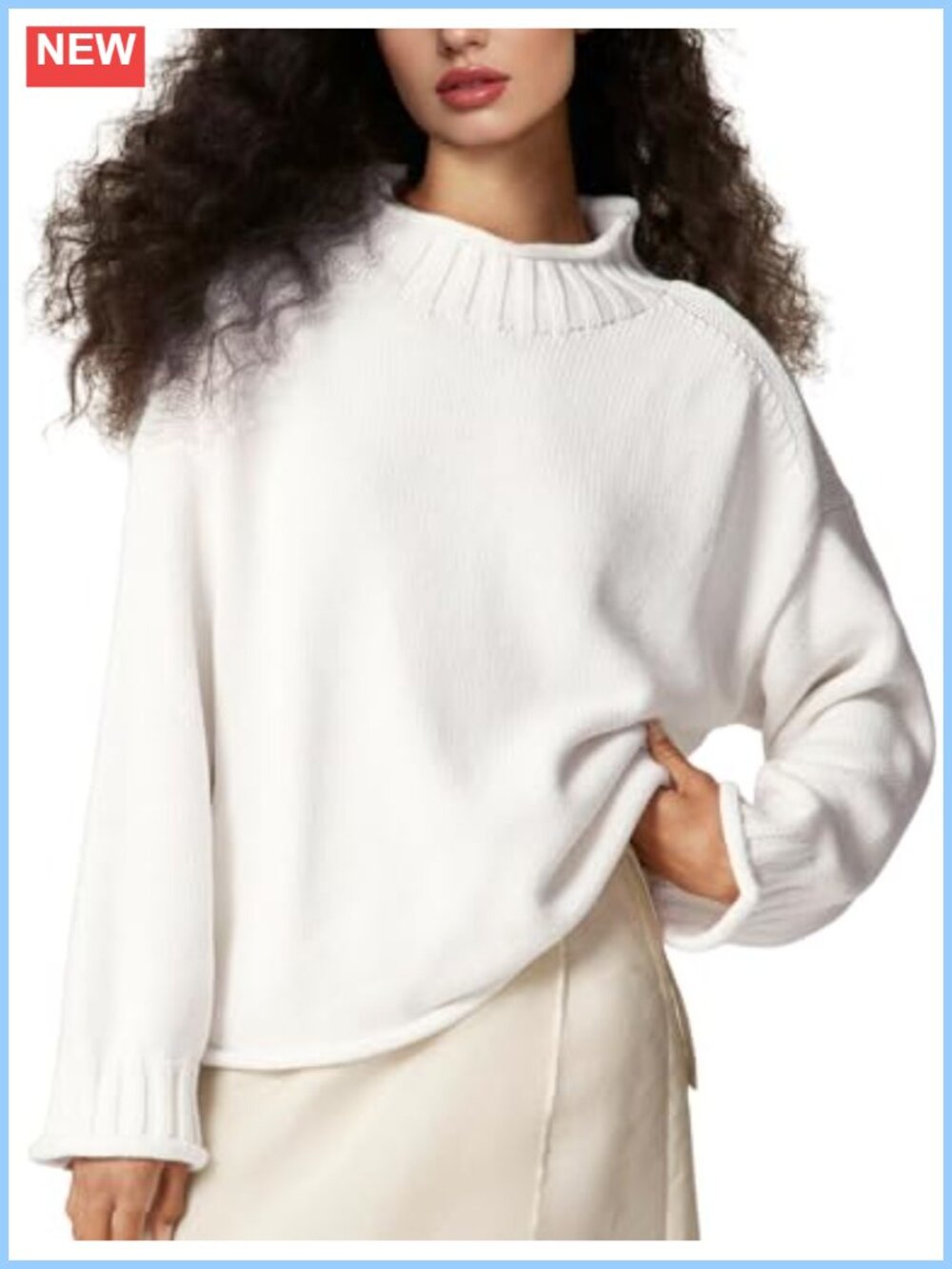 Oversized Cotton Roll Neck Chunky Cable Knit Pullover Sweater